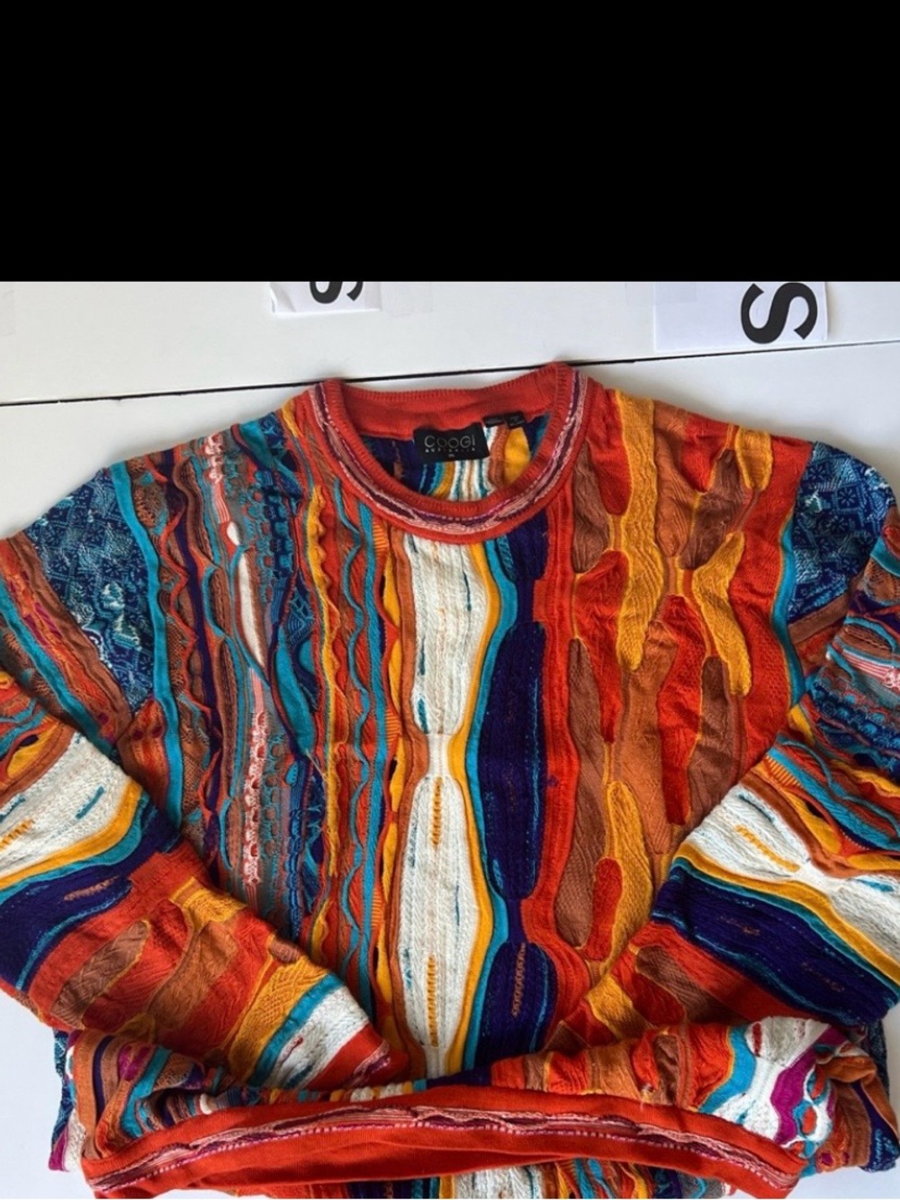 COOGI Multicolor Crewneck Sweater with Orange Base practicallynew - Picture 4 of 4